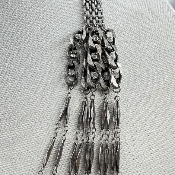 Industrial Metal Multi Strand Necklace Gunmetal Panther Chain & Bar Chain - Picture 3 of 9